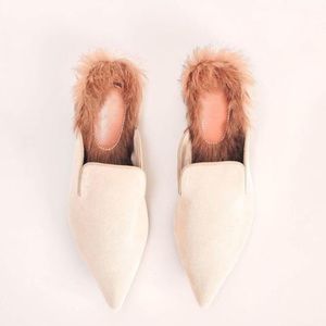 Faux Suede & Fur Slides
